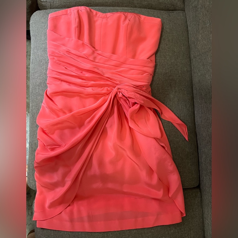 Club Monaco Silk Wrap strapless mini dress